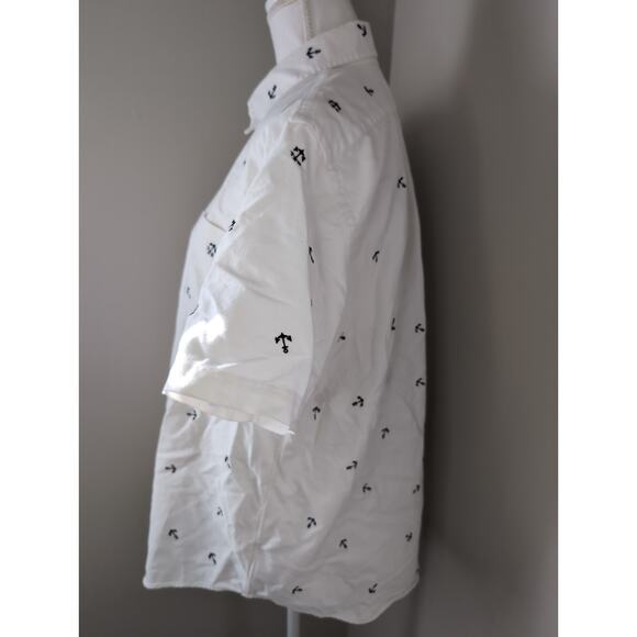 Ralph Lauren Preppy Nautical Anchor Shirt Summer Coastal Button Up Lg - Picture 2 of 8